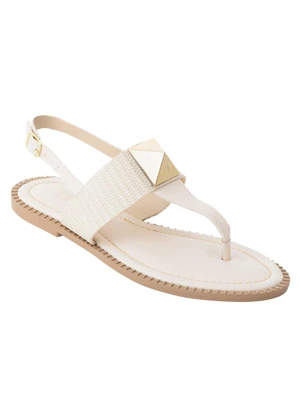 Perfecta - Sandália Rasteira Off White em Sintético - PERFECTA