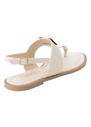 Perfecta - Sandália Rasteira Off White em Sintético - PERFECTA