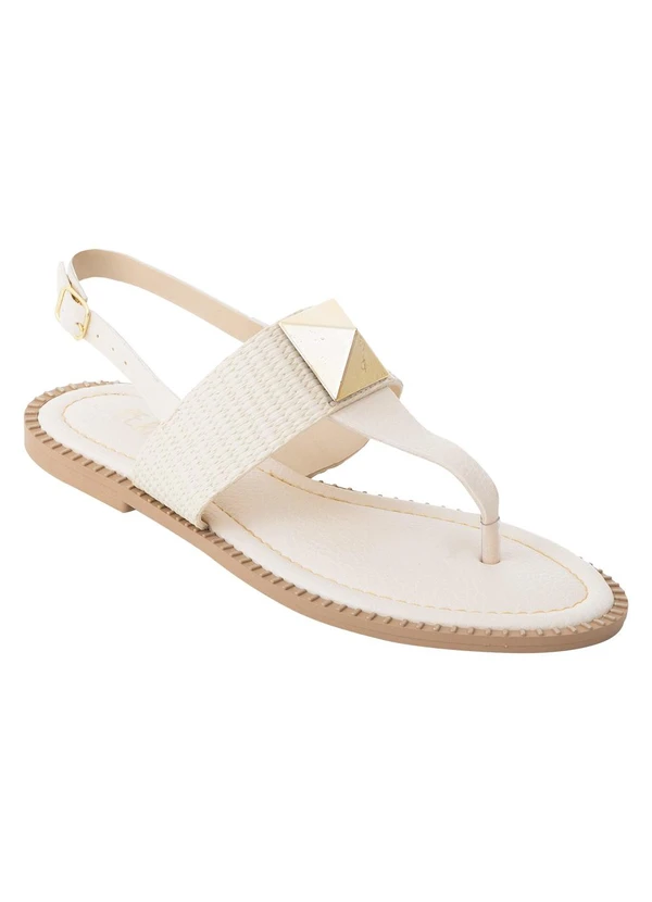 Perfecta - Sandália Rasteira Off White em Sintético