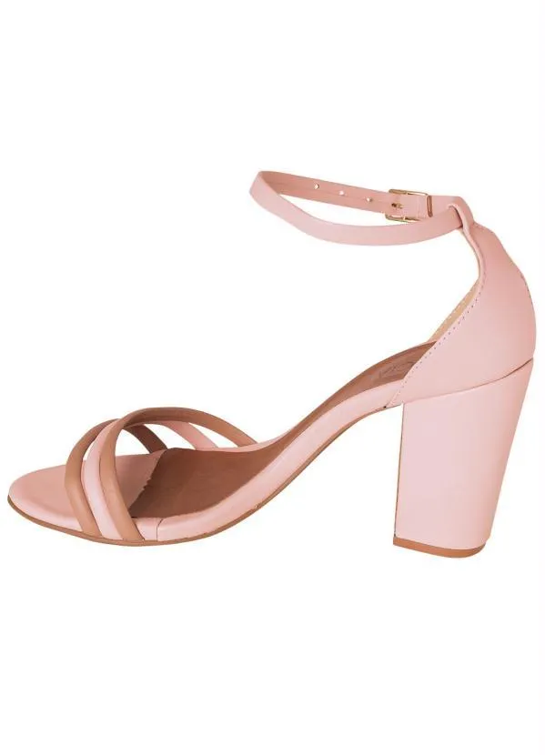 Perfecta - Sandália Rosê Salto Quadrado 3