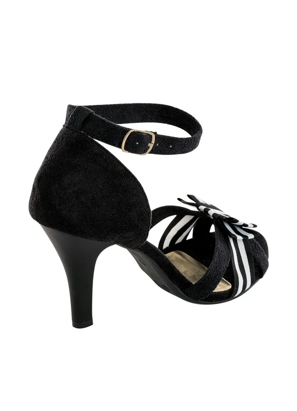 Perfecta - Sandália Salto Fino Preta e Listrada 2