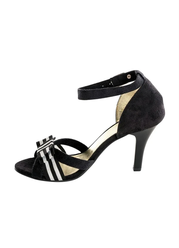 Perfecta - Sandália Salto Fino Preta e Listrada 3