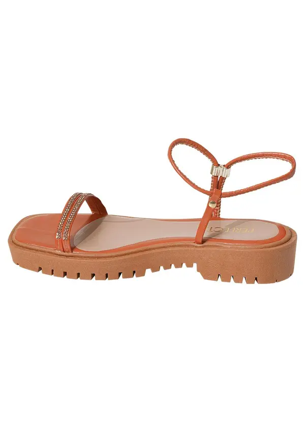 Perfecta - Sandália Terracota com Detalhe de Strass 3