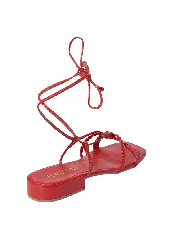 Perfecta - Sandália Vermelha com Amarração 2