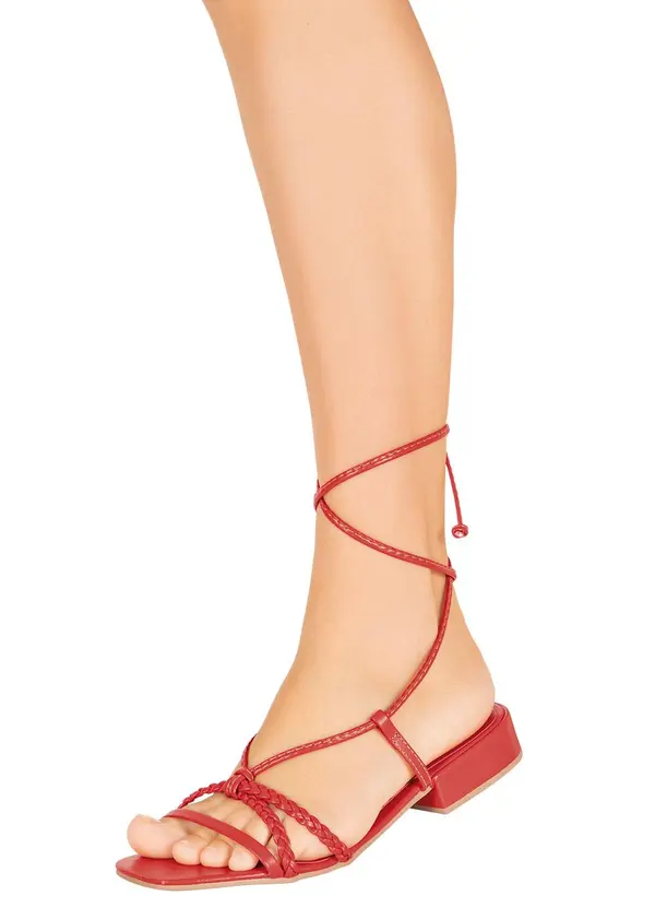 Perfecta - Sandália Vermelha com Amarração 5