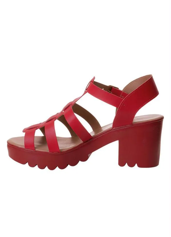 Perfecta - Sandália Vermelha em Sintético 3