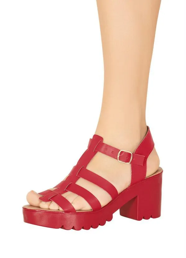 Perfecta - Sandália Vermelha em Sintético 6