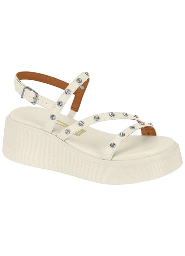 Vizzano - Sandália Vizzano Branco com Detalhes Dourados