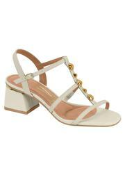 Sandlia Vizzano Branco Off com Adereo Dourado