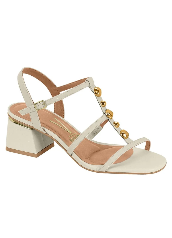 Vizzano - Sandália Vizzano Branco Off com Adereço Dourado