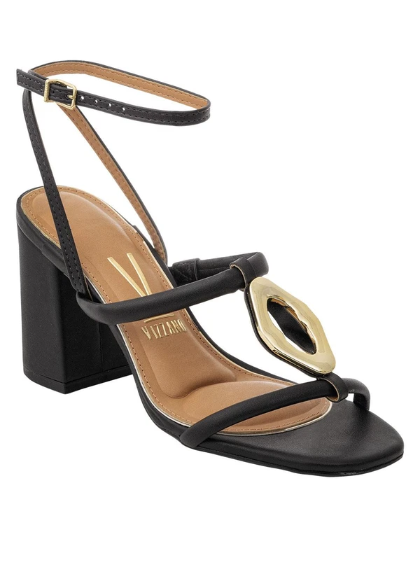 Vizzano - Sandália Vizzano Preta com Detalhe Dourado