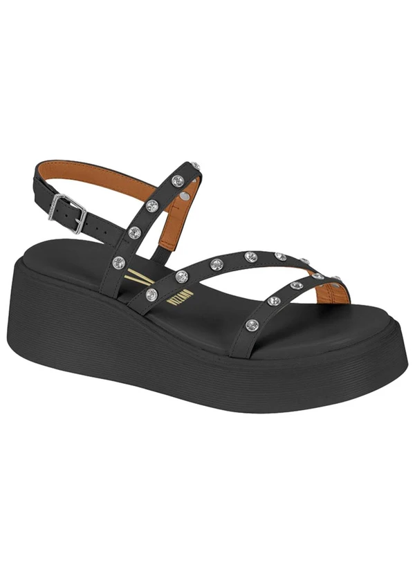 Vizzano - Sandália Vizzano Preto com Detalhes Dourados