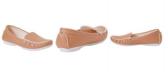 Mocassim Nude com Detalhe de Perfuros no Cabedal