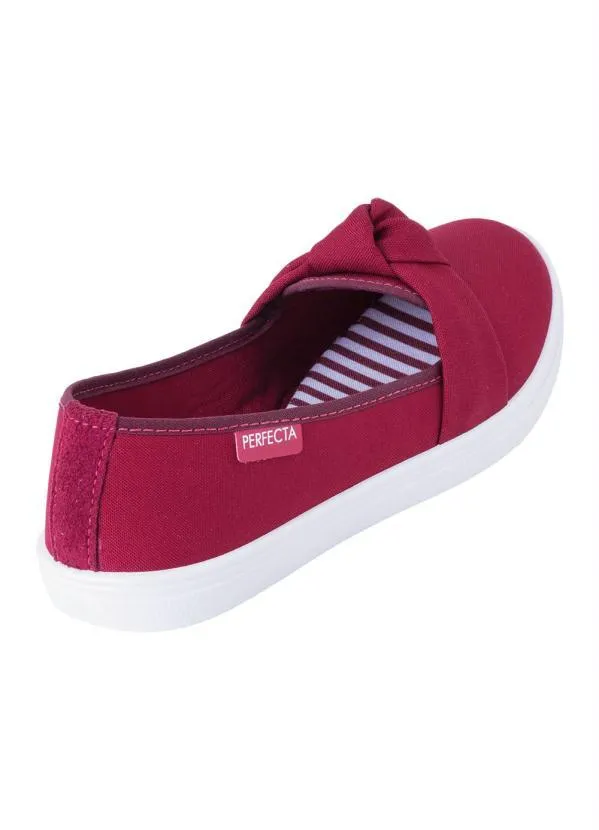 Perfecta - Sapatilha Bordô com Detalhe em Tecido 2