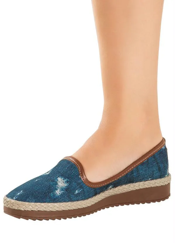Perfecta - Sapatilha Jeans com Detalhe no Salto 5
