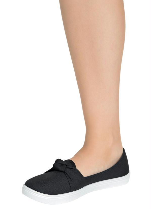 Perfecta - Sapatilha Preta com Detalhe em Tecido 5