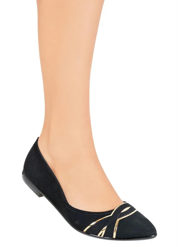 Perfecta - Sapatilha Preta com Detalhes Dourados 4