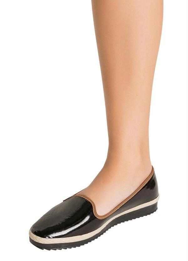 Outlet - Sapatilha Preta Envernizada Salto Tratorado 5