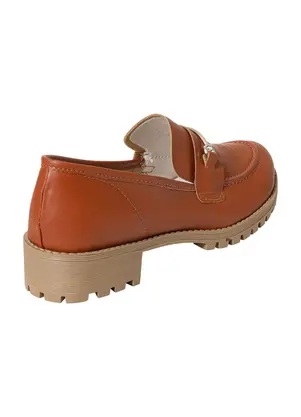 Perfecta - Mocassim Caramelo com Detalhe Dourado - PERFECTA