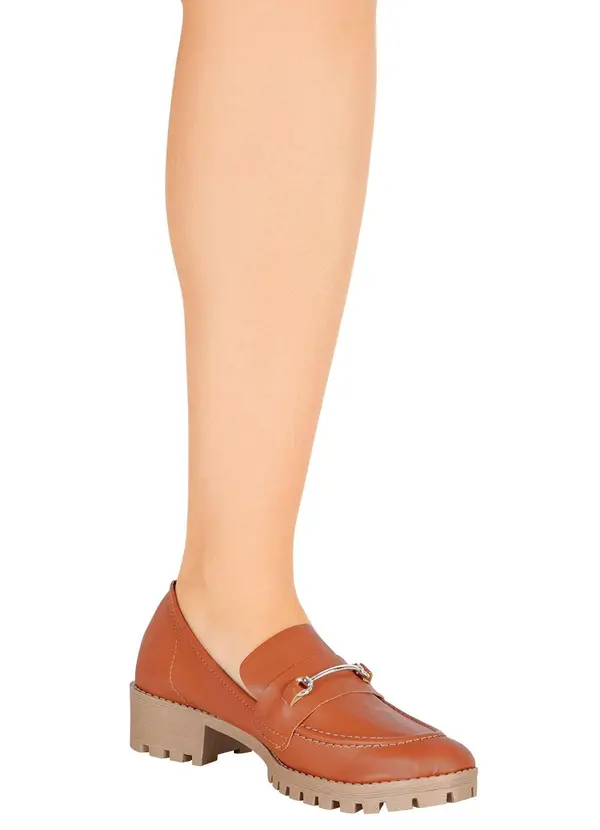 Perfecta - Mocassim Caramelo com Detalhe Dourado 4