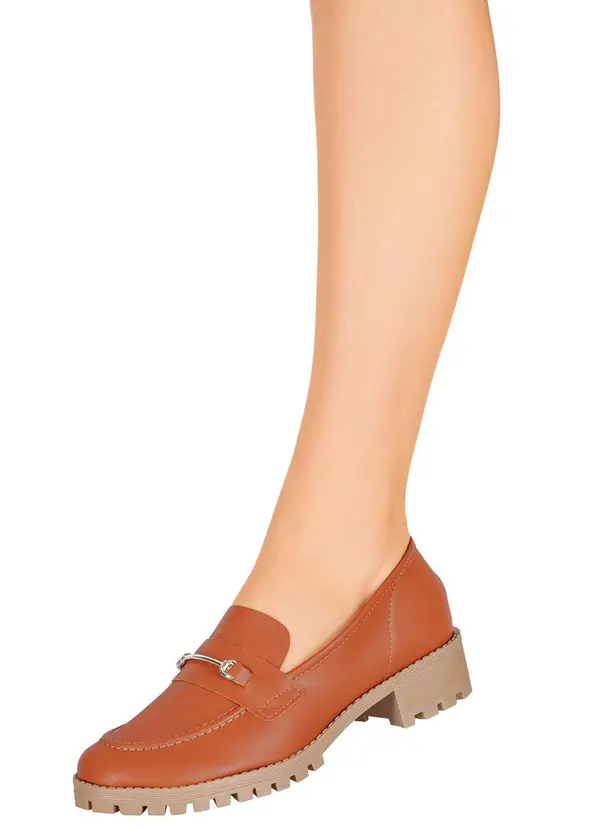 Perfecta - Mocassim Caramelo com Detalhe Dourado 5