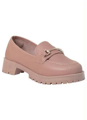 Perfecta - Mocassim Feminino Nude com Adereço Dourado - PERFECTA