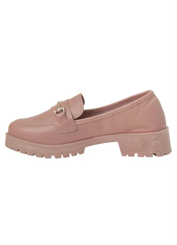 Perfecta - Mocassim Feminino Nude com Adereço Dourado 3