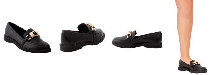 Mocassim Moleca Preta em Sint�tico