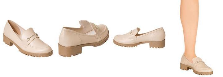 Mocassim Off White com Detalhe Dourado