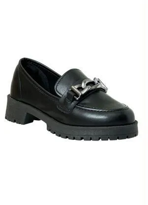 Perfecta - Mocassim Preto com Detalhe de Corrente - PERFECTA