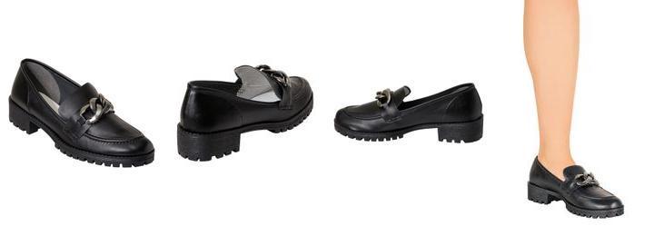 Mocassim Preto com Detalhe de Corrente