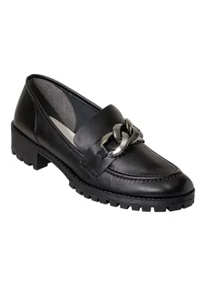 Perfecta - Mocassim Preto com Detalhe de Corrente - PERFECTA