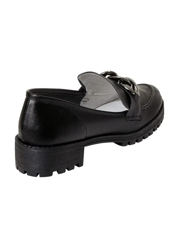 Perfecta - Mocassim Preto com Detalhe de Corrente 2
