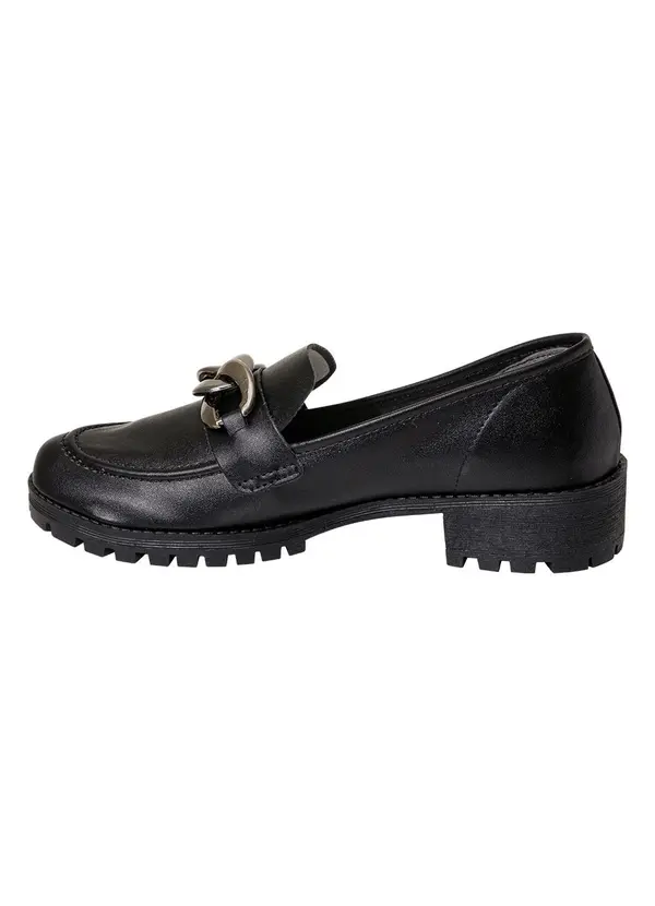 Perfecta - Mocassim Preto com Detalhe de Corrente 3