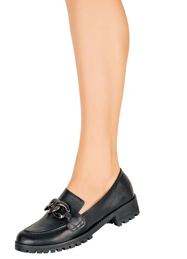 Perfecta - Mocassim Preto com Detalhe de Corrente 5