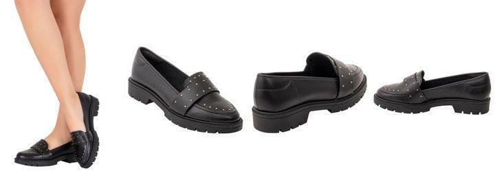 Sapato Beira Rio Preto com Detalhes de Tachas