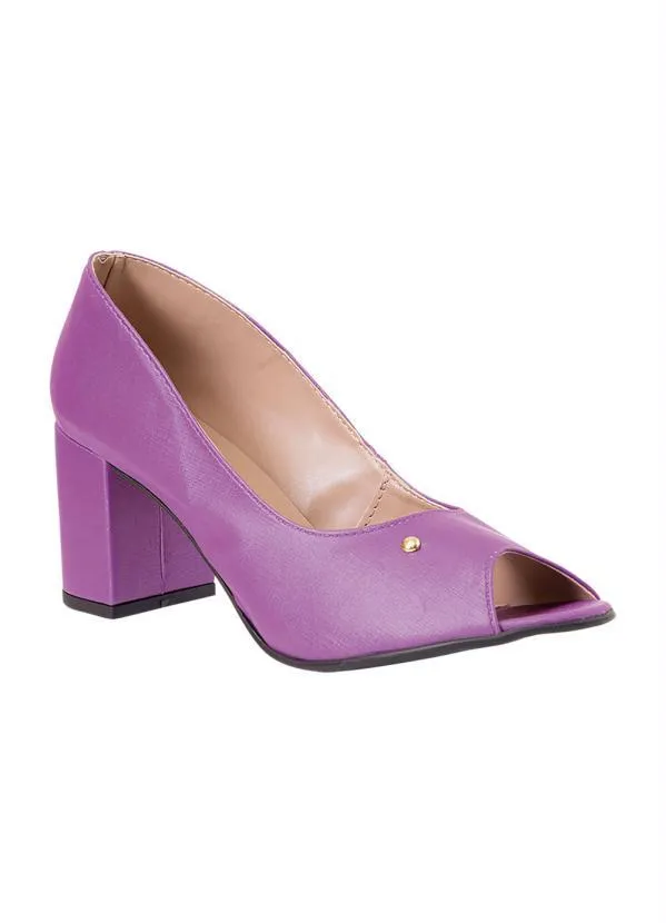 Perfecta - Sapato Lilás em com Salto Grosso