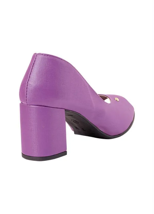 Perfecta - Sapato Lilás em com Salto Grosso 2