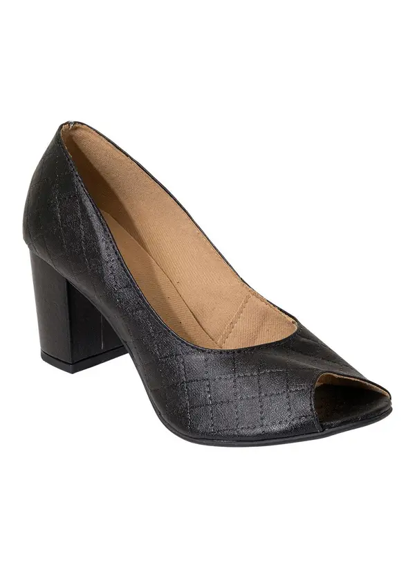 Perfecta - Sapato Peep Toe Preto em Sintético 3