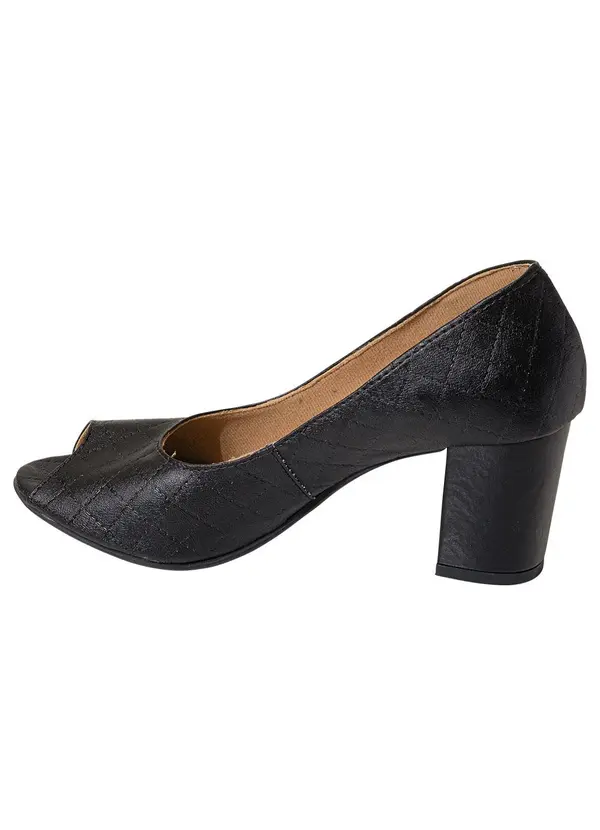 Perfecta - Sapato Peep Toe Preto em Sintético 5