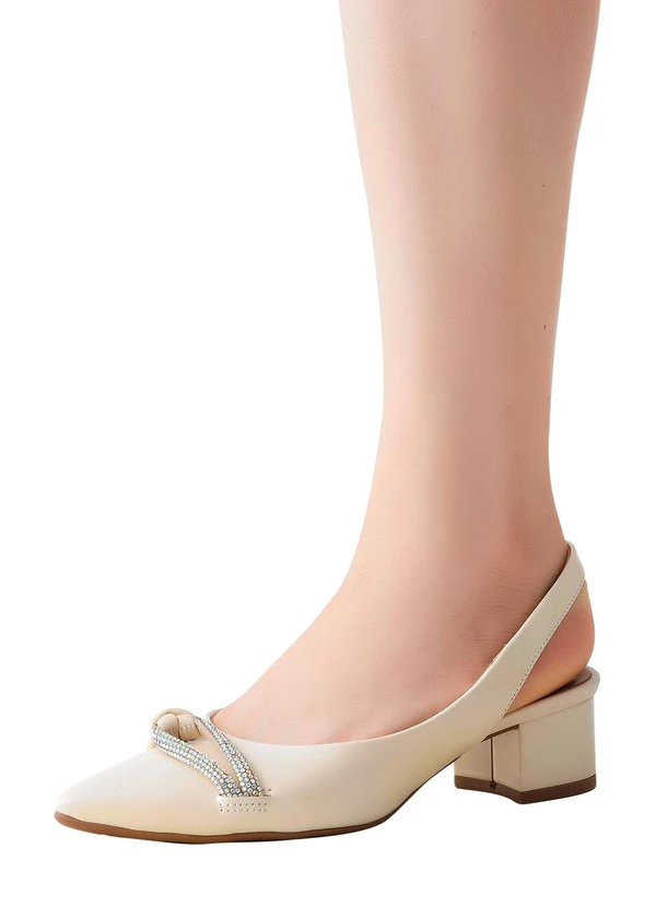 Beira Rio - Scarpin Beira Rio Creme em Verniz 4