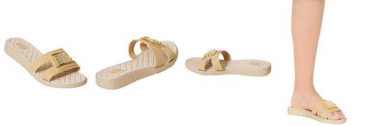 Tamanco Areia com Detalhe Dourado