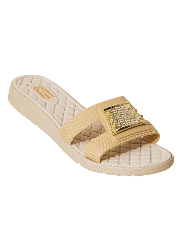 Perfecta - Tamanco Areia com Detalhe Dourado