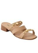 Tamanco Bege com Adere�o Dourado