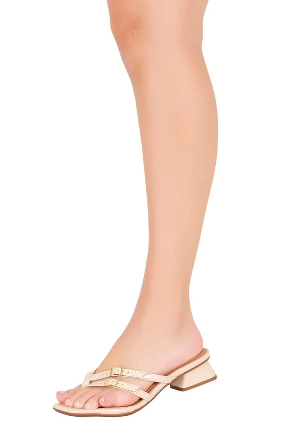 Beira Rio - Tamanco Beira Rio Creme com Detalhe de Fivelas 6