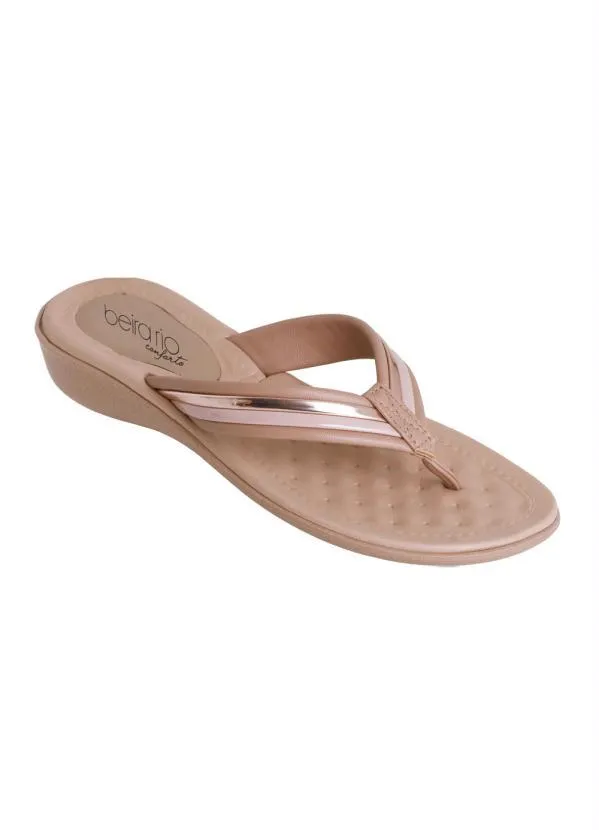 Beira Rio - Tamanco Beira Rio Nude com Detalhe Dourado