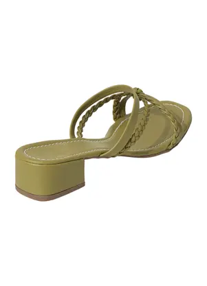 Perfecta - Tamanco Casual Verde com Tiras Trançadas - PERFECTA