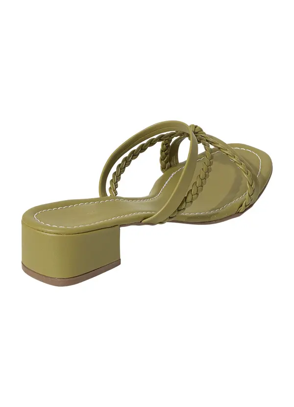 Perfecta - Tamanco Casual Verde com Tiras Trançadas 2