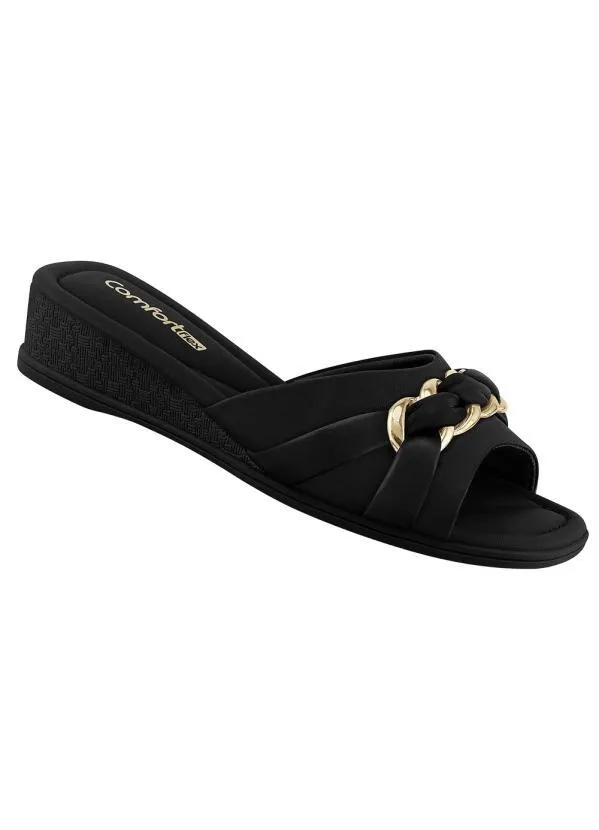 Comfortflex - Tamanco Comfortflex Preto em Sintético