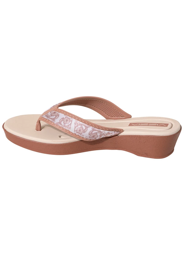 Perfecta - Tamanco Nude com Detalhe em Tecido Estampado 3